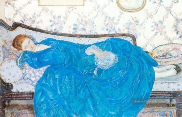  blau Kunst - Das blaue Kleid Impressionist Frauen Frederick Carl Frieseke